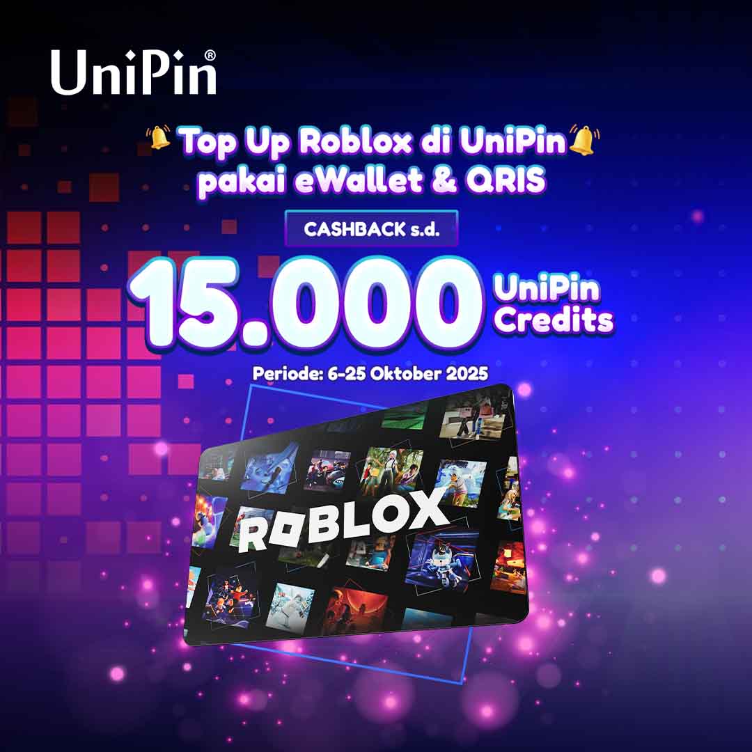 Top Up Roblox di UniPin Cashback hingga 15.000!