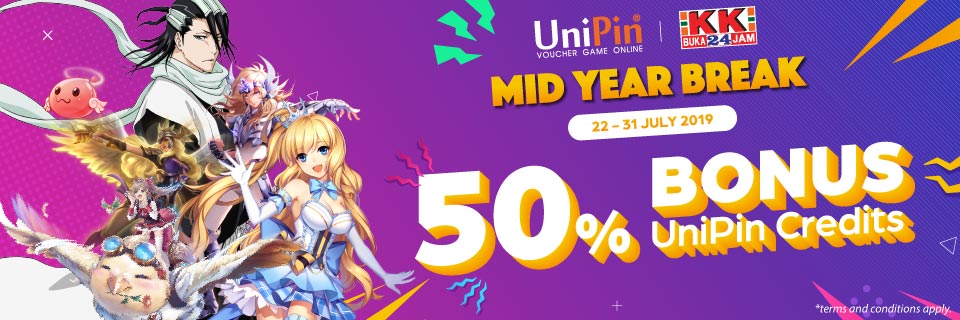 Mid Year Break - Bonus UniPin Credits 50% with KK Super Mart