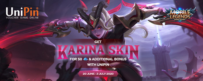 MLBB New Season – Get Karina Skin for 50 Diamonds and Additional Bonus on UniPin! (MY)