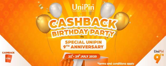 Cashback Birthday Party! Special UniPin 9th Anniversary