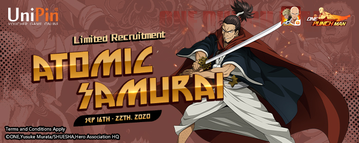 One Punch Man – Get x2 funds and higher chance to recruit “Atomic Samurai” on UniPin now! (MY)