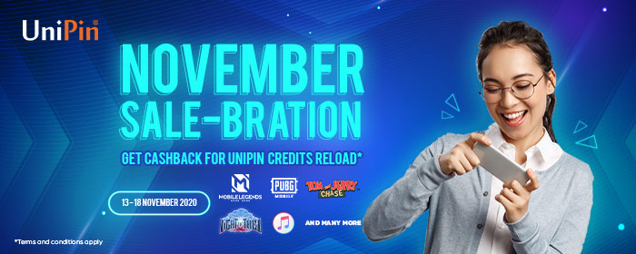 NOVEMBER SALE-BRATION – Get Cashback for UniPin Credits Reload