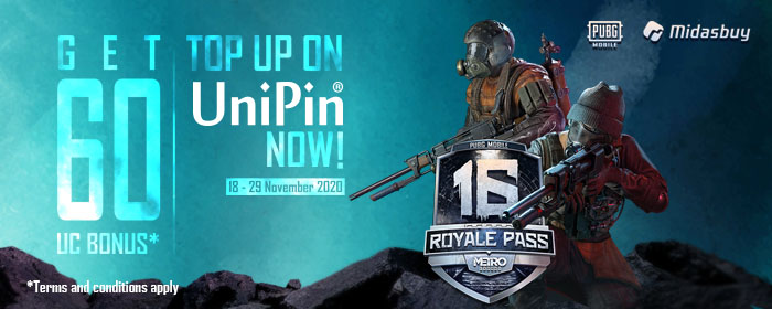 Top Up Unknown Cash on UniPin, Get 60 UC Bonus! (Cambodia)