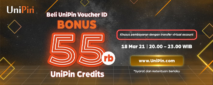 UniPin - Beli UniPin Voucher ID dan dapatkan Cashback 55K UC!