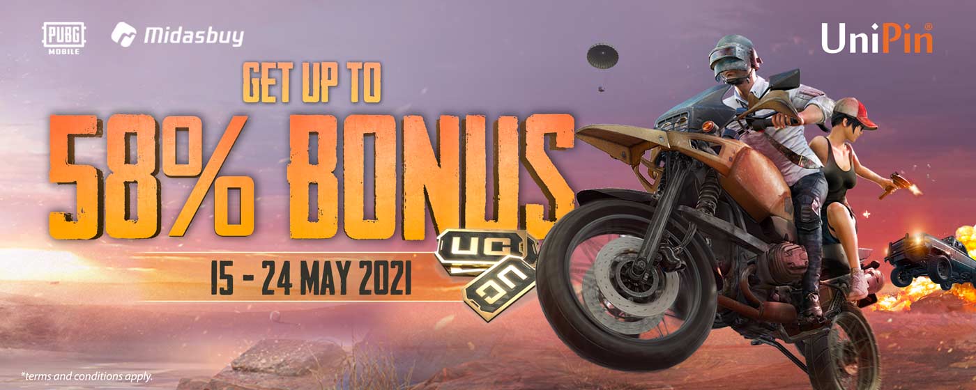 Dapatkan top up bonus hingga 58% Unknown Cash di Midasbuy