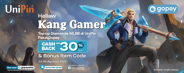 UniPin - August – Top up Diamonds MLBB Kamu Pakai Gopay Cashback hingga 30%