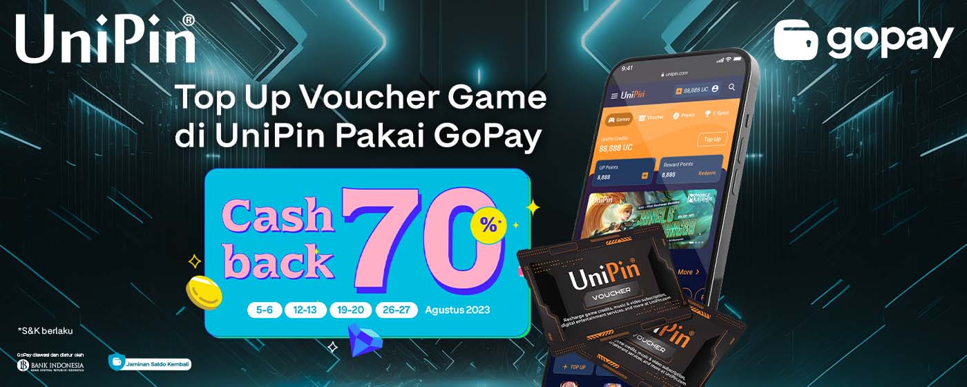 UniPin - Top Up Voucher Game UniPin Pakai GoPay dan Dapatkan Cashback 70%!