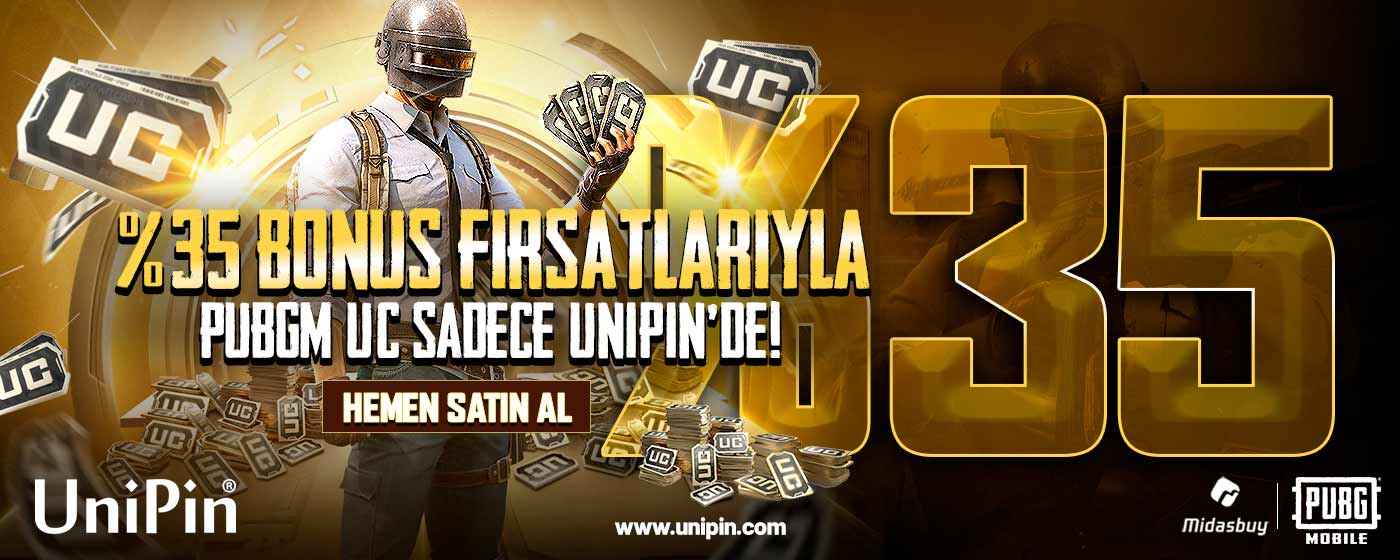 PUBG Mobile %35 Bonus fırsatları sadece UniPin'de!