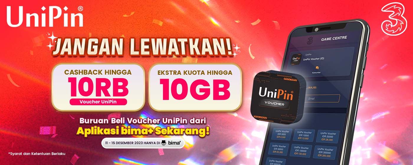 UniPin - Mau Dapat Banyak Bonus? Beli Voucher UniPin dari Aplikasi bima+!