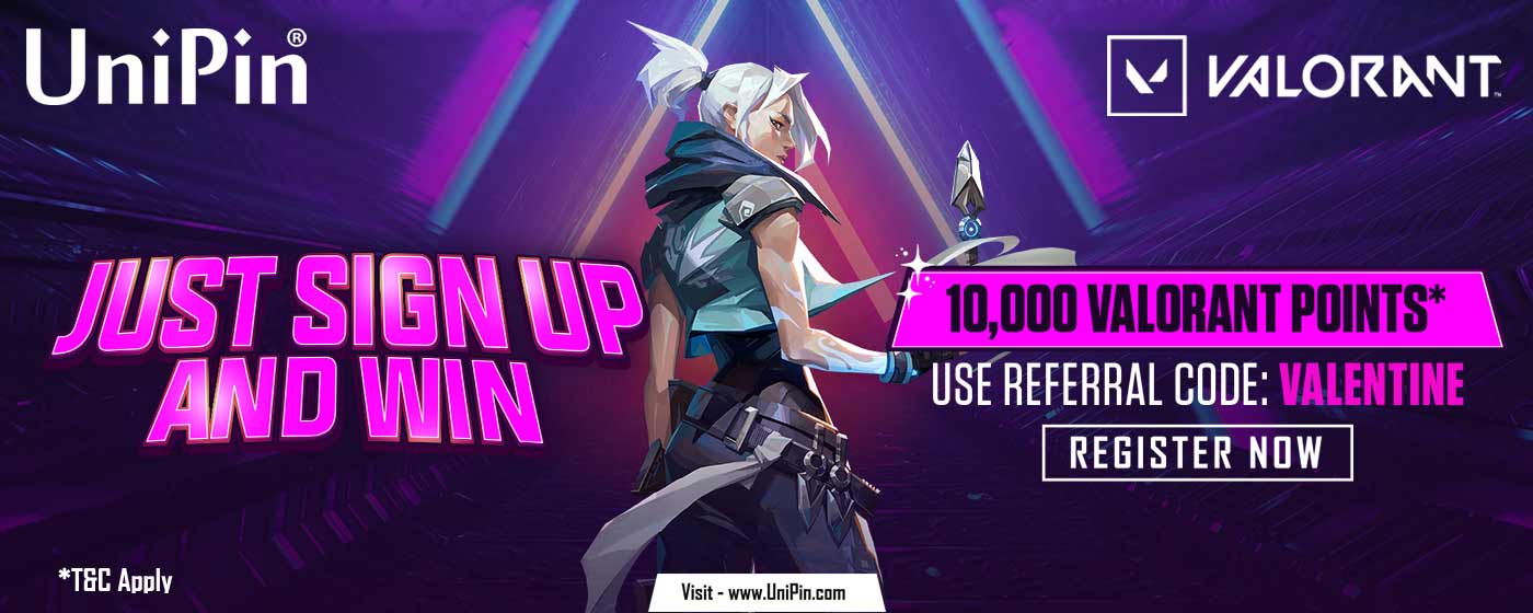 UniPin - Just Sign Up & Win FREE 10,000 Valorant Points
