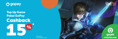 Top Up dengan Gopay dan dapatkan Cashback sebesar 15%