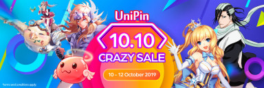 Crazy Sale 10.10! Spesial 100% Cashback UniPin Credits