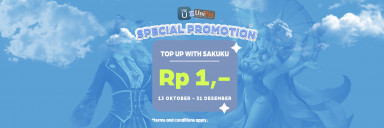 Bayar Rp 1,- Top up UniPin Credits Rp 10.000 Via Sakuku!