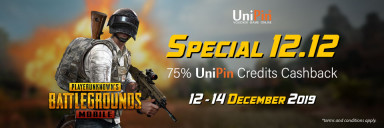 Spesial 12.12 Top up PUBGM di UniPin, Dapatkan Cashback hingga 75% UniPin Credits!