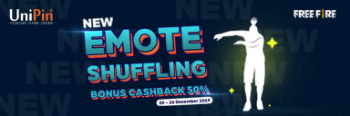 GET FREE FIRE EMOTE SHUFFLING AND CASHBACK 50%!