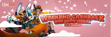 Weekend Ceria bersama UniPin, dapatkan cashback hingga 20.000 UniPin Credits.
