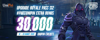 Upgrade Royale Pass S12 #PakeUniPin Extra bonus 30.000 UniPin Credits