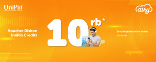 Discount UniPin Credits Rp 10.000 setiap pemesanan kamar di Airy – Terbatas!