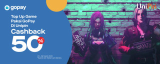 Top Up di UniPin #LebihBaikPakaiGopay dan dapatkan Cashback Santuy 50%!