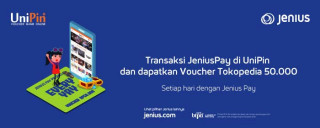 Top Up di UniPin menggunakan JeniusPay dan dapatkan Tokopedia Voucher sebesar 50.000!