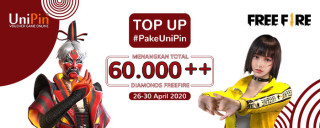 Top up #PakeUniPin, menangkan total 60.000+++ Diamond Free Fire