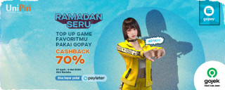 Top Up di UniPin #LebihBaikPakaiGopay dan dapatkan Cashback 70%!