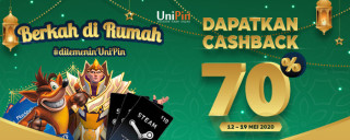 Berkah di Rumah, Dapet Bonus Cashback UniPin Credits Hingga 70%!