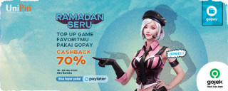Ramadhan Seru!! Top Up di UniPin #LebihBaikPakaiGopay dan dapatkan Cashback 70%! (MEI)