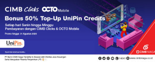 Bonus 50% Top Up UniPin Credits with CIMB Clicks / OCTO Mobile