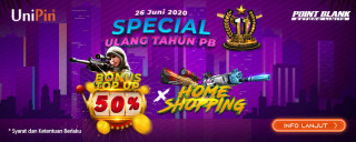 Special ulang tahun Point blank, bonus top up 50% #PakeUniPin