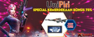 Xshot Special Kemerdekaan Bonus 75% UniPin Credits dan Item Code