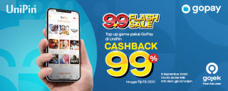 Top up di UniPin special 9.9 #LebihBaikPakaiGopay Cashback hinga 99% !!