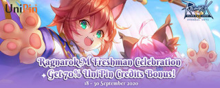 Ragnarok M Freshman Celebration, Dapetin Cashback 70% Unipin Credits
