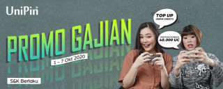 Promo Gajian! Top Up UniPin Credits dapatkan cashback 40.000 UC