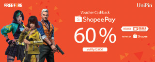 #CashlessPakaiShopeePay dan dapatkan CASHBACK 60% di UniPin - Oktober
