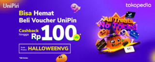 Cashback 10% maksimal Rp100.000 tiap beli Voucher UniPin di Tokopedia!