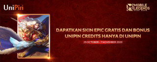 Dapatkan Skin Epic Gratis dan Bonus UniPin Credits hanya di UniPin