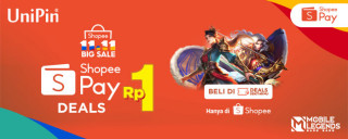Dapatkan CASHBACK hingga 100% max Rp 15.000 setiap top up di UniPin menggunakan ShopeePay!