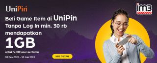 Top Up game item dapatkan 1 GB kuota internet im3 ooredoo