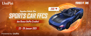 #BestDeal with Free Fire, dapatkan cashback 10.000 UniPin Credits serta Vehicle Skin Sports Car FFCS seharga 200 Diamond aja!