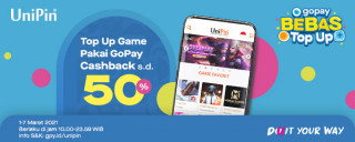 Rayakan GoPay Bebas Belanja bareng UniPin dan dapatkan Cashback Hingga Rp 10Ribu!