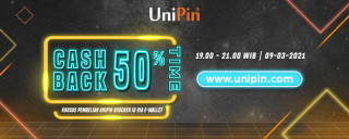 Rayakan Promo Cashback time bareng UniPin pakai e-wallet dan Dapatkan cashback 50%