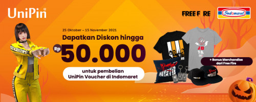 Dapatkan Diskon hingga Rp50,000 untuk Pembelian UniPin Voucher di Indomaret + Bonus Merchandise Free Fire