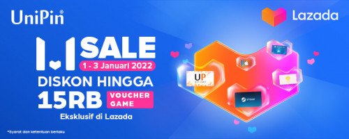Promo 1.1 Sale Diskon hingga 15rb Voucher Games di Lazada
