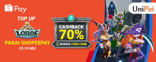 Dapatkan Item Code gratis dari Lords Mobile untuk pengguna Shopeepay di UniPin!