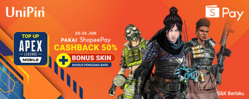 PROMO JUNI- Dapatkan Cashback 50% Koin Shopee dan Bonus Skin Apex Legends!