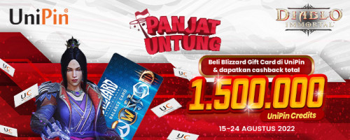 Panjat Untung - Beli Blizzard Gift Card di UniPin & dapatkan total hadiah cashback 1.500.000 UniPin Credits!