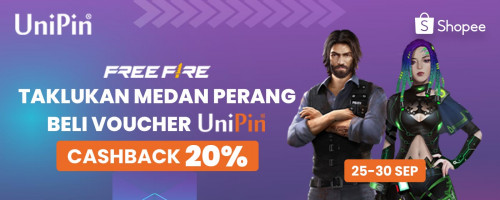 September Payday Promo Shopee - Cashback 20% Voucher UniPin di Shopee!