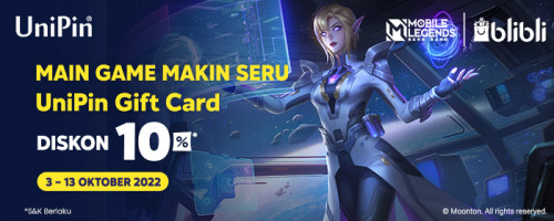 Main Game Makin Seru dengan UniPin Gift Card - Promo Diskon 10% di Histeria 10.10 Blibli
