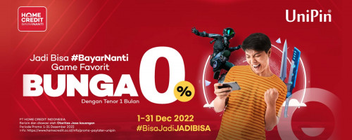 Promo 0% untuk Tenor 1 Bulan di UniPin Pakai QRIS Home Credit Indonesia!